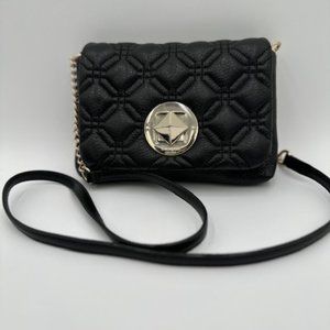 kate spade Black Leather Crossbody, Quilted Flap w/ Turn Lock Closure